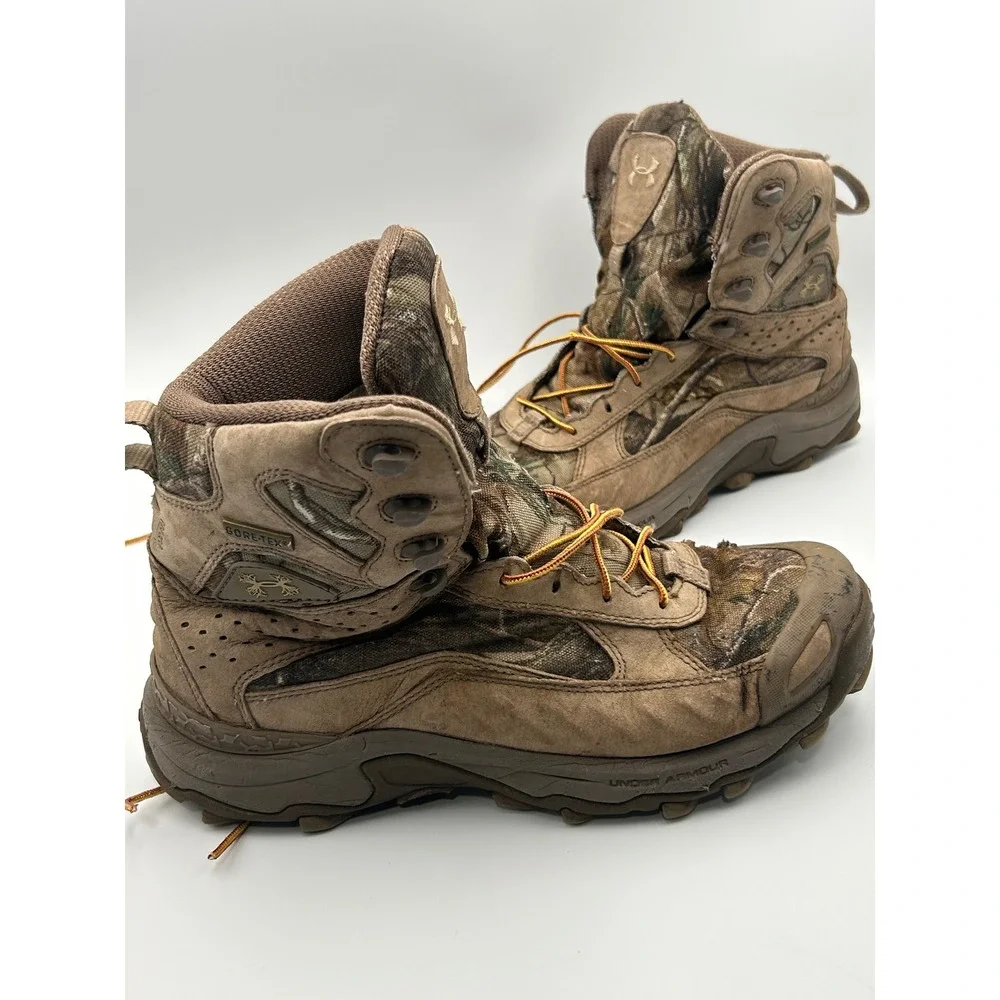 Under Armour Gore-Tex Camo Hunting Boots Brown Suede Waterproof Mens High Top